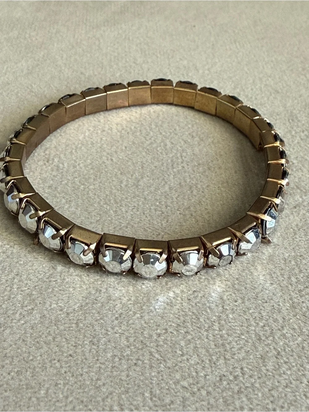 Gold Crystal Stretch Tennis Bracelet - Elegant Women's Jewelry